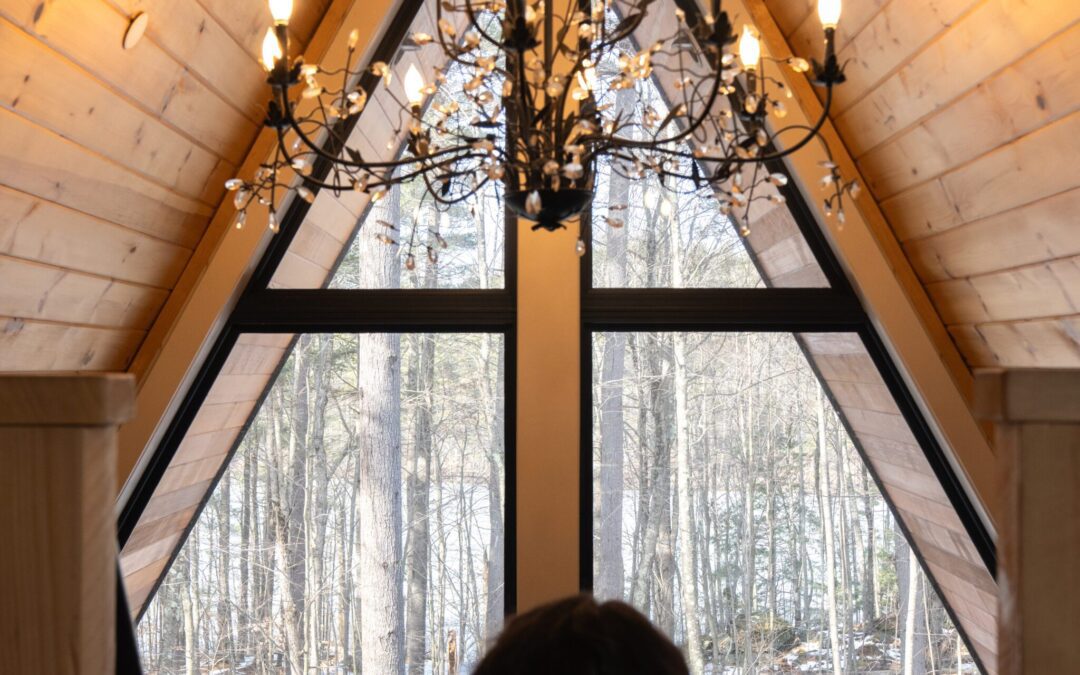 Tiny home rental with chandelier